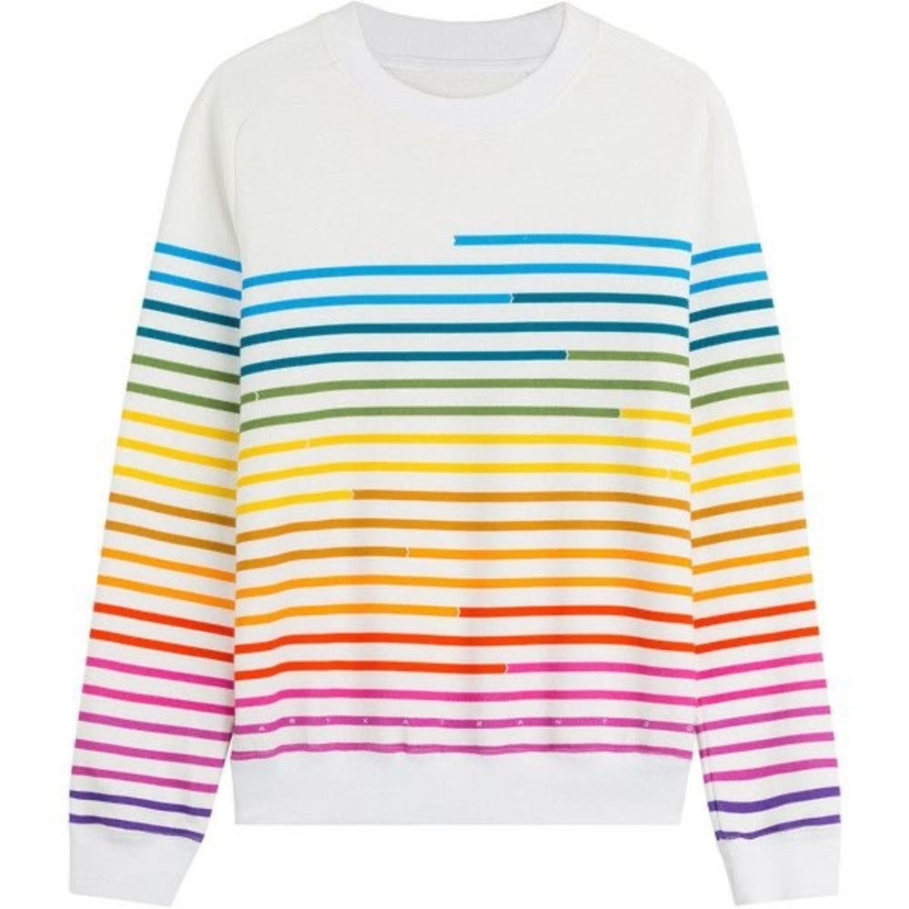Mary Katrantzou Rare Rainbow Striped 100% Cotton Crewneck Sweatshirt Size Small